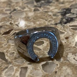 ARMED CZ Horseshoe ring in stainless steel. Tarnish proof! Size 6.